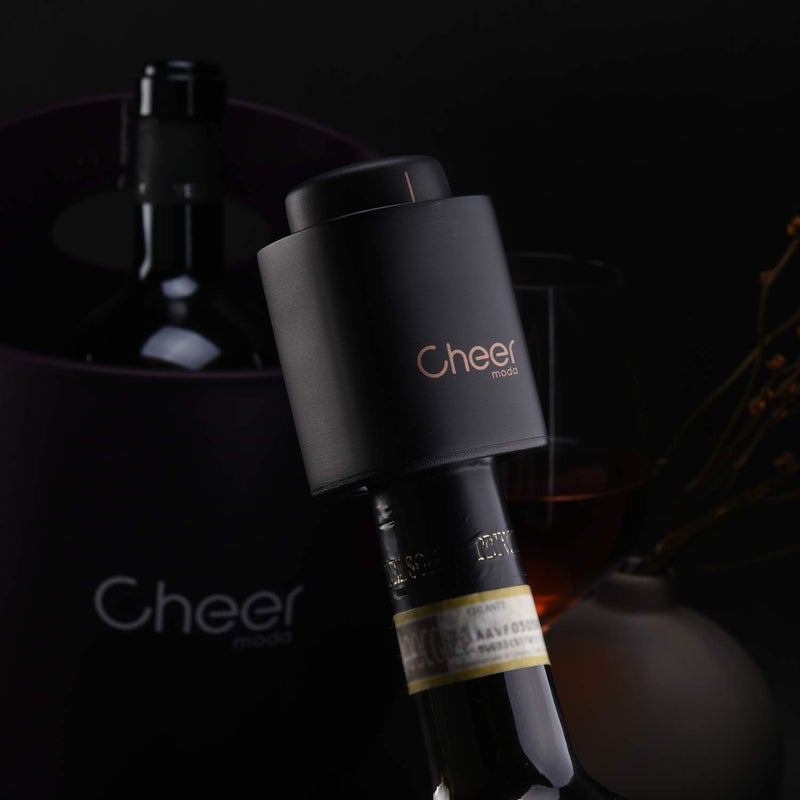 CHEER Wine Vacuum Sealer No. 3, ABS Vacuum Small Wine Bottle Stoppers, Black 7717-W401-032 - Image 4